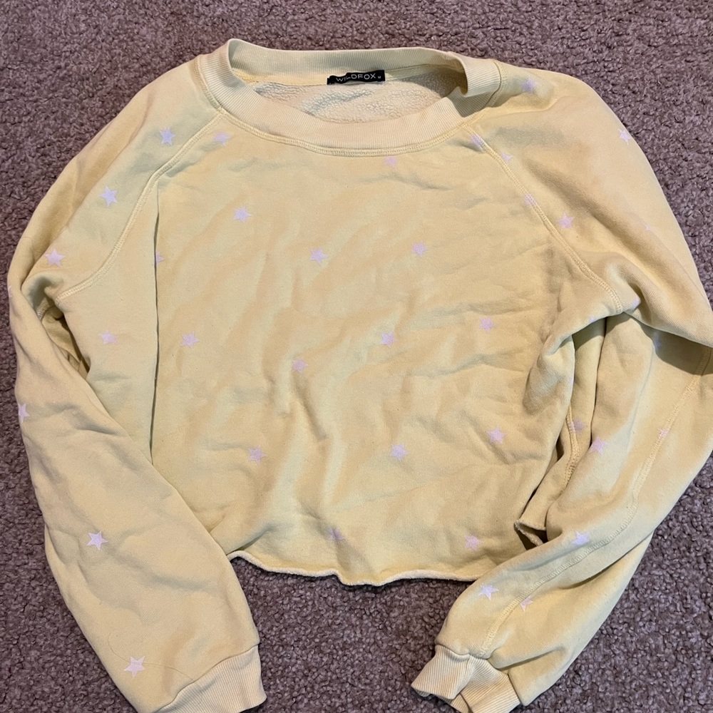 Wildfox Star Yellow Cropped Pullover